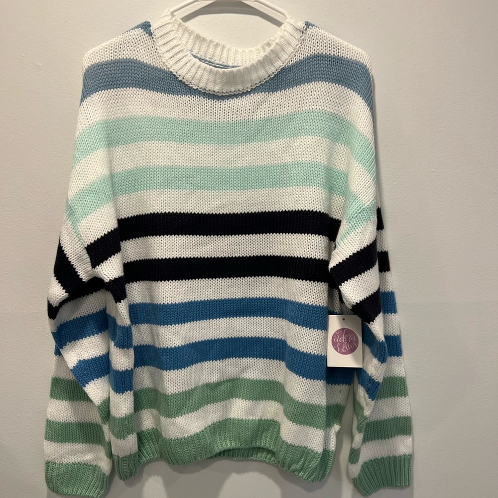 Adora striped NWT sweater - size large - green/blue